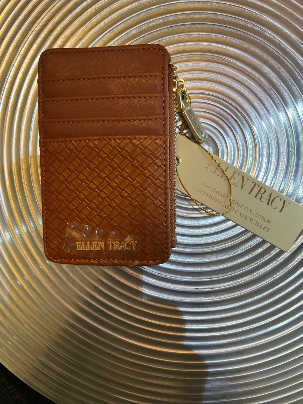 ELLEN TRACY COGNAC ID CARD CASE WALLET